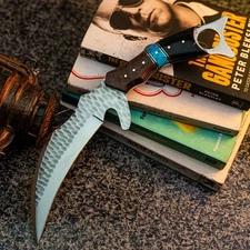 Gift-Ready 13.1" Damascus / Steel Knife Full Tang Hunt it Hunt + Leather Sheath