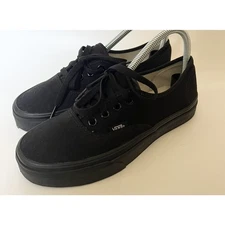 VANS Authentic Black & Black Shoes, Canvas Sneakers| Men’s: 5, Women’s: 6.5