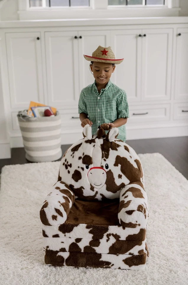 Soft Landing Kids Cow-Print Fold-Out Sleeper Sofa - Plush Lounger & Chair in One - Image 2 of 4