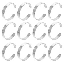 10Pcs Durable Stainless Steel Curved Bracelet Blanks for Stamping DIY Silver