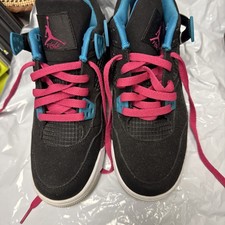 Nike Air Jordan 4 Retro Youth Size 5.5 Black Blue Hot Pink