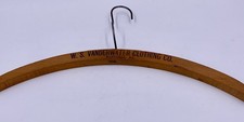 Vintage 16" Wood Hanger - W S. Vanderwater Clothing Co. Kankakee, ILL.