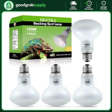 Reptile Heat Lamp Bulb 4 Pack 100W E26 Basking Light Amphibian