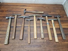 K418- Lot of 10 small antique vintage hammers- machinist, Tack, tinsmith, etc