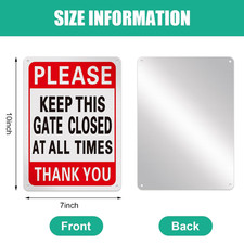 4 Pcs Please Keep This Gate Closed Sign 10x7 Weatherproof Metal Gate Closed S...