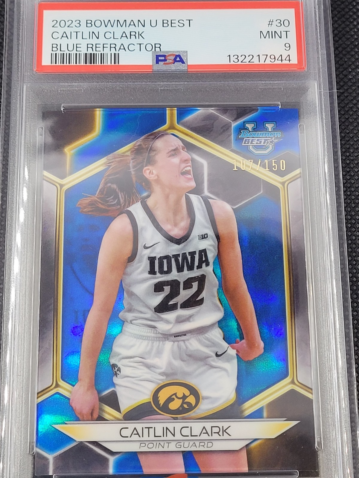 PSA 9 2023 Bowman U Best Caitlin Clark #30 Blue Refractor /150 Investment Card
