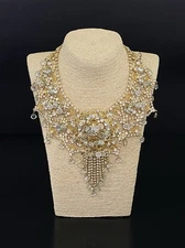 Kenneth Jay Lane KJL Gold Tone Massive Swarovski Crystal Statement Necklace