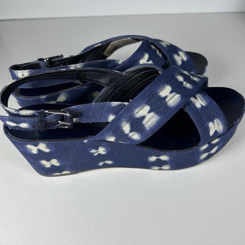 J. Crew Women Sandal Size 9.5 platform Marcie Wedges sandals Natural Indigo - Picture 4 of 8