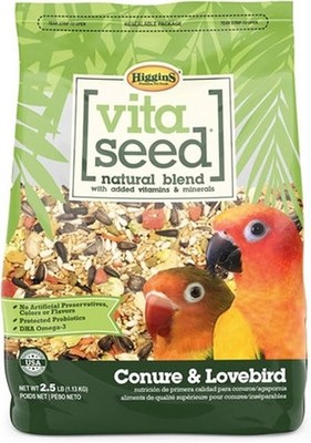 Higgins Vita Seed Conure & Lovebird Food 2.5 lb Premium Seed Blend Probiotics