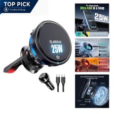 25W Wireless Car Charger Magnetic Air Vent Mount Fast Charging with Cooling Fan