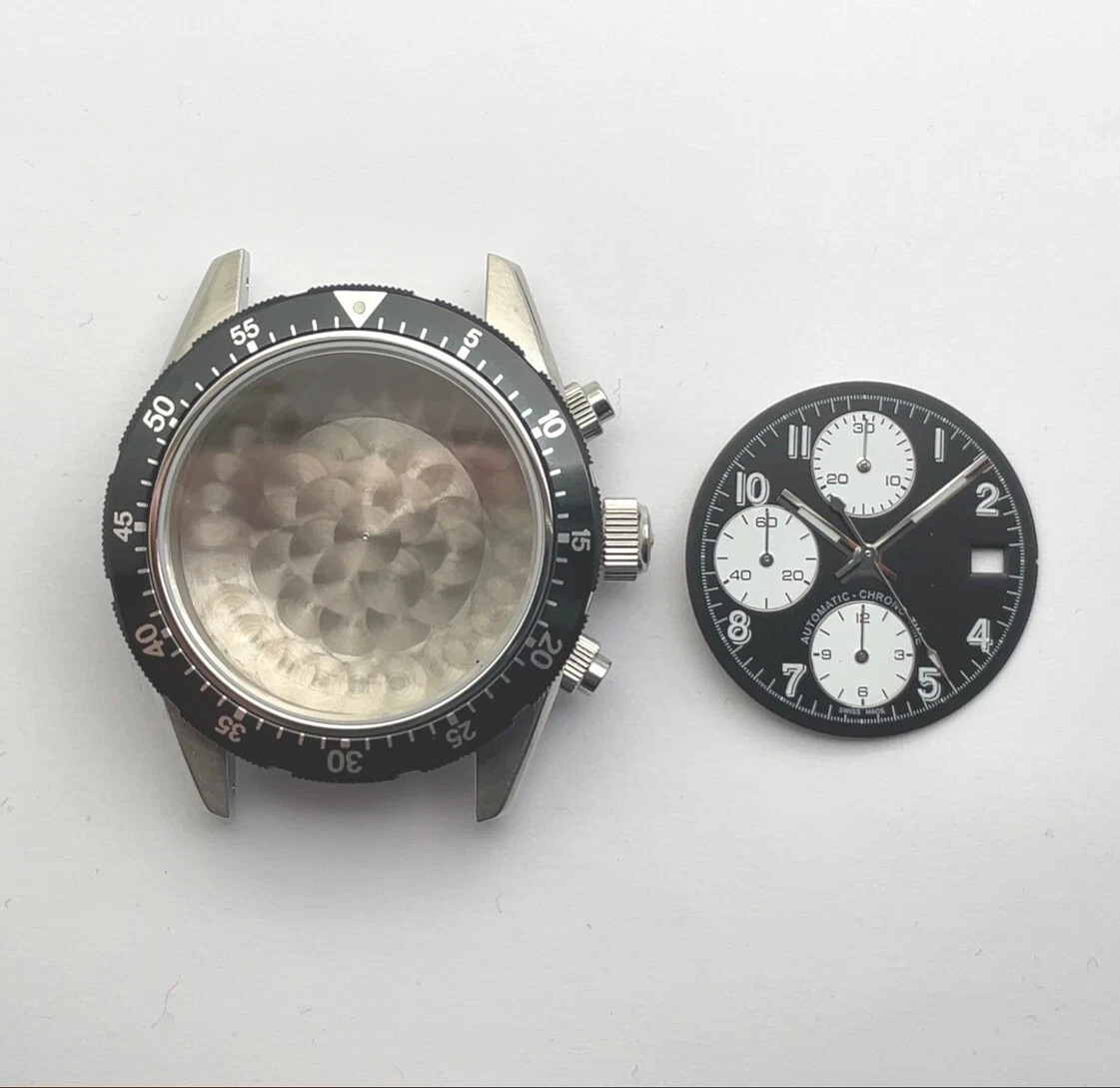 Kit Valjoux 7750 boîtier chronographe étanche 10 ATM cadran aiguilles Luminova et verre saphir