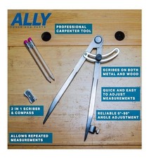 ALLY Tools 8 Inch Precision Locking Wing Divider/Woodworking Compass W/ 2 Pencil