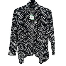 Kasper Professional Mod Career Chevron Moss Crepe Open Front Cardigan L NEW