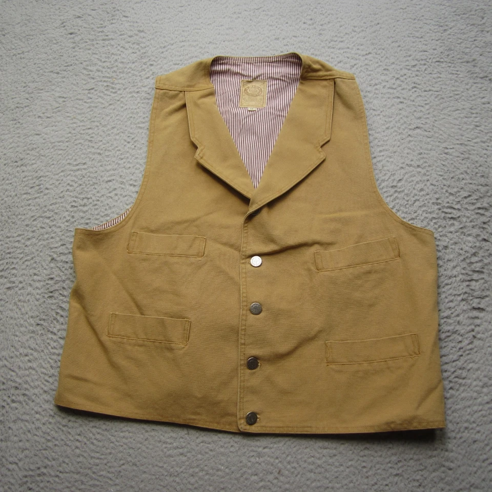 Vintage Wah Maker Vest Mens M Brown Canvas Button Western Cowboy Workwear - Image 2 of 4
