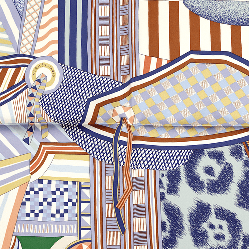 Hermes Scarf LA SELLE IMAGINAIRE 90cm Silk Foulard Carre Blue JAN BAJTLIK - Picture 2 of 7