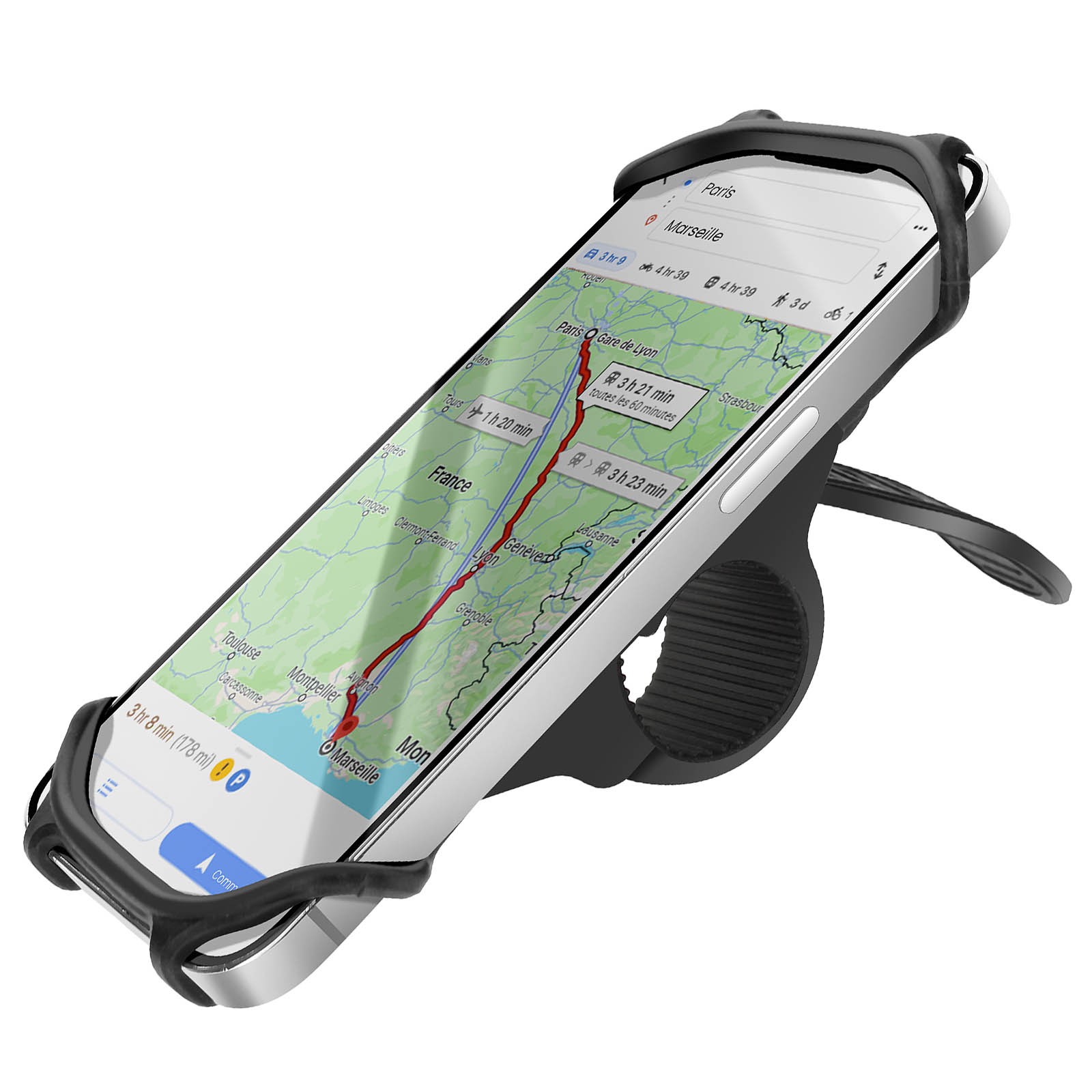 Support vélo Avizar fixation guidon noire réglable en aluminium