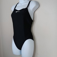 Nike Swimsuit Women Size 34/8 Black Hydrasong Racerback One Piece Performance