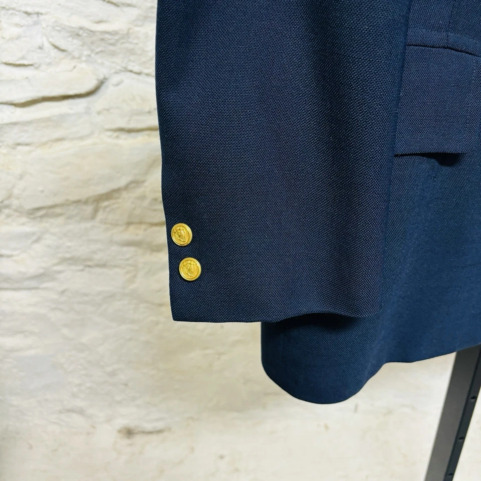 Blazer Austin Reed Doble Pecho 6 Botones Azul Marino Vintage Dorado Botones Pico 42 R Foto 3 de 4
