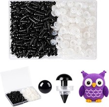 Safety Eyes 260PCS 8mm Plastic Black Craft Eyes with Washers Teddy Bear Eyes for
