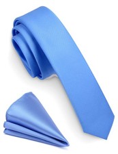 Men's 1.58 Inch 4cm Solid Color Skinny Tie Pocket Square Set with Gift Box