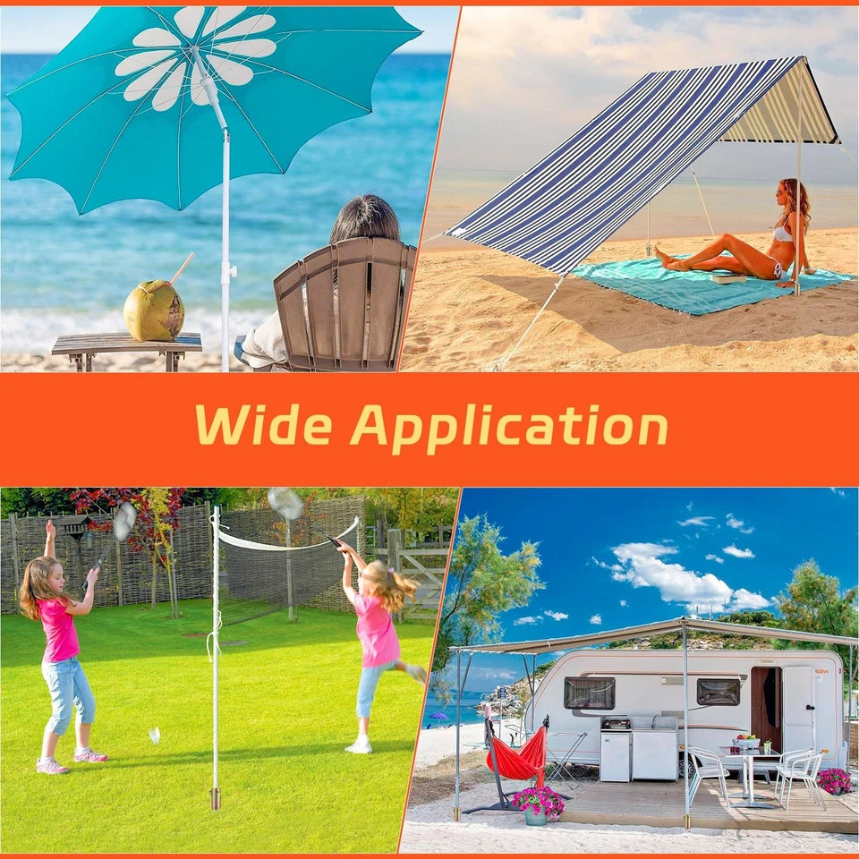Anclaje para sombrilla de playa, poste de anclaje de tierra de metal resistente de 17 pulgadas sin excavación Foto 2 de 4