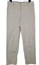 Talbots Weekend Chino Pants Women's Size 8 Gray Embroidered Butterfly Straight.