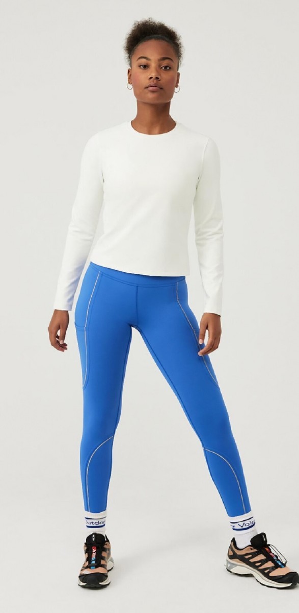 Outdoor Voices FrostKnit 7/8 Legging Blue Tight Reflective Side