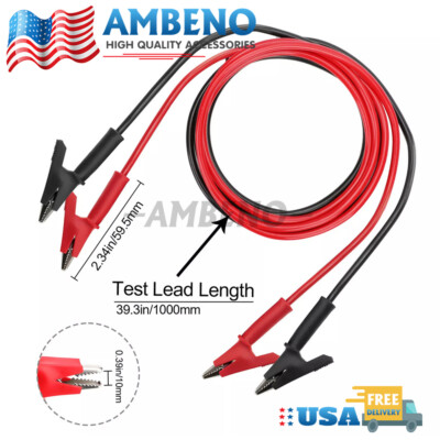 Alligator Clips Electrical Test Leads Set, 15A Jumper Wires Heavy Duty with Prot