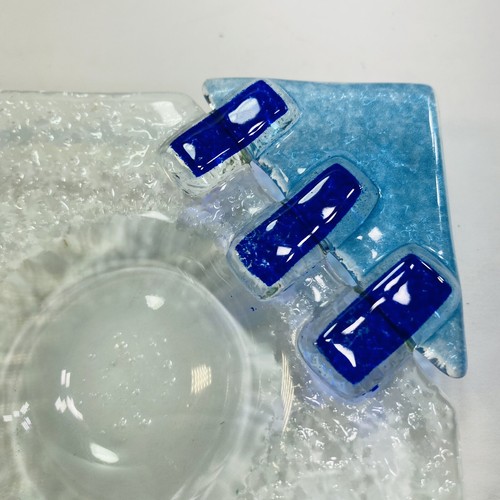 Art Glass Square Dish Ashtray Bowl Trinket Dish Hand Blown Fused 80’s qty 3 - Picture 11 of 14