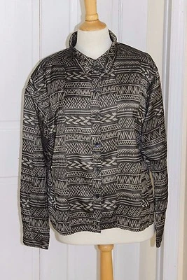 Chico's Noir Or Funky Art-To-Wear Tribal Imprimé Géométrique Soie T-Shirt 3 XL - Photo 1/4