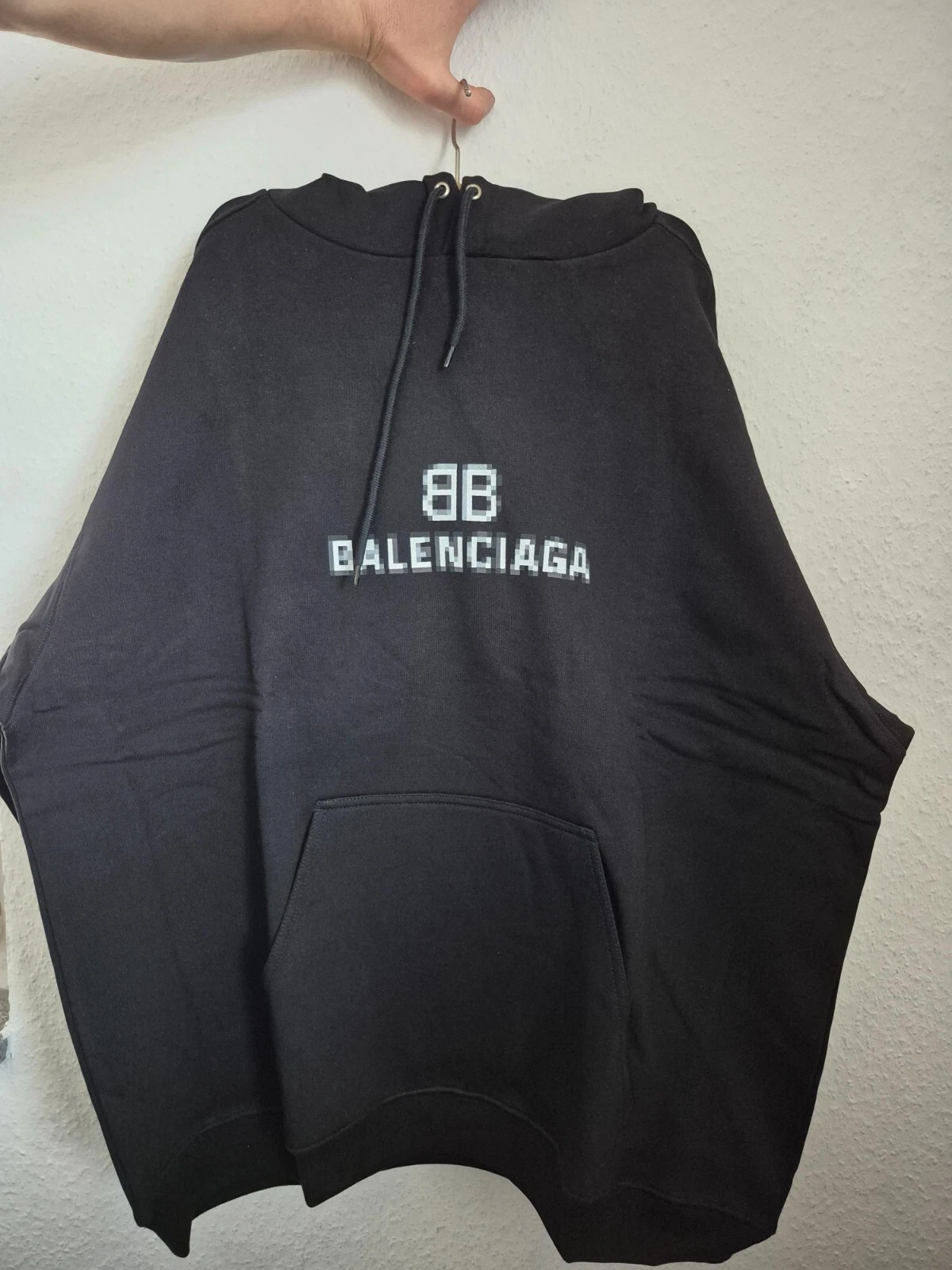 BALENCIAGA Felpa con Cappuccio Pullover Oversize Nero Taglia L 100% Cotone