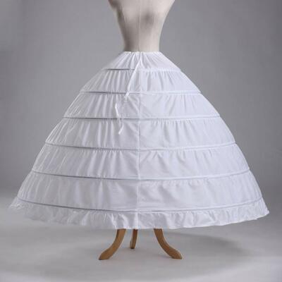 Crinoline Petticoat A-line 6 Hoop Skirt Slips Long Underskirt for Wedding Bridal