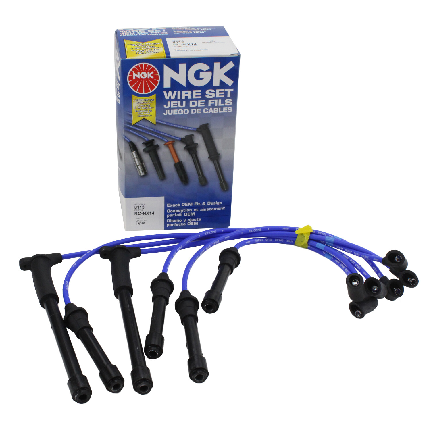NGK 8113 Blue Silicone Spark Plug Wire Set For Infiniti Nissan 3.3L V6 Std Asp