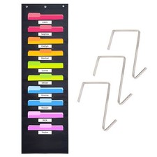 Black Pocket Chart for Classroom - 10 Pocket Storage Rainbow Pocket Charts , ...