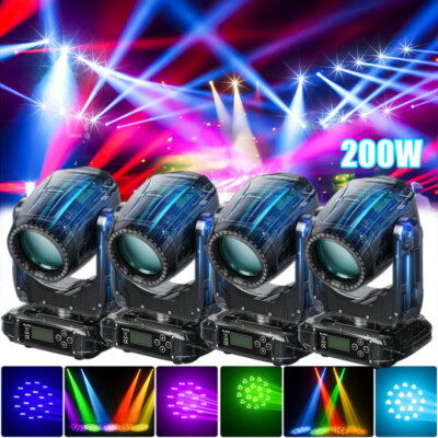 200W Moving Head LED Light RGBW Gobo Beam Stage 8Prism DJ Lights Disco Party DMX