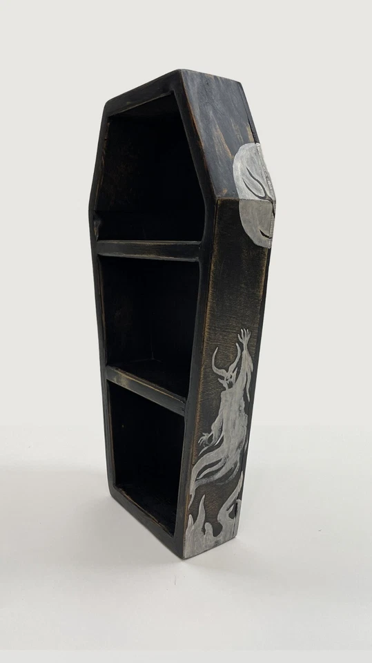 "Librería gótica hecha a mano en forma de ataúd de 18"" estante boticario, libro, Halloween" Foto 3 de 4