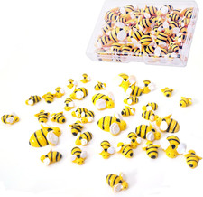 60 Pcs Tiny Resin Bees Mini Bee Ornaments Shaped Craft Resin Bee Flatback Decors