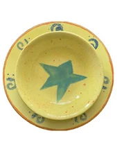 Vintage Hand Painted Plate and Bowl Set Signed by Artist