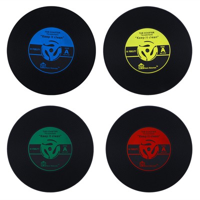  4 Pcs Silicone Car Cup Coasters Music Lover Mug Vinyl Records Cold Drink Wine