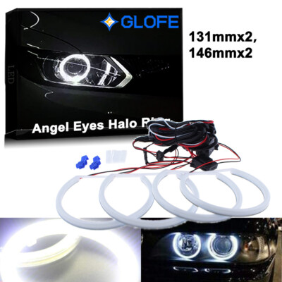 For BMW E39 E46 3 5 7 Series Headlight Cotton White LED Angel Eye Halo Rings Kit