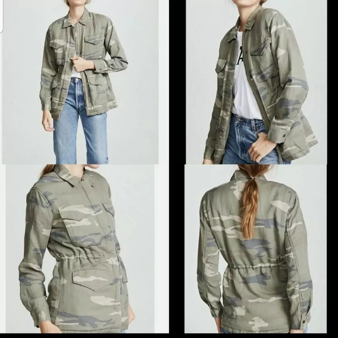 Rails Whitaker Sage Camo Linen Cargo Faux Fur Lined Jacket Military Size XS