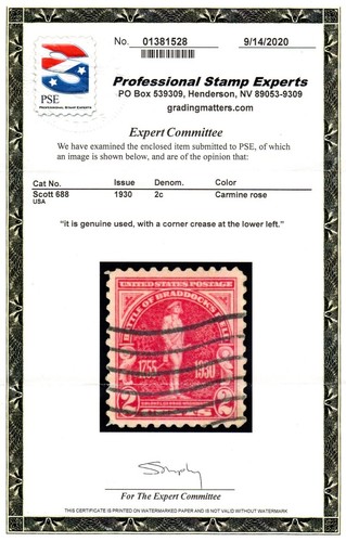 SELLOS DE EE. UU. #688 + #702 — DOS (2) CON CERTIFICADOS — 1930 — USADOS - Imagen 3 de 4