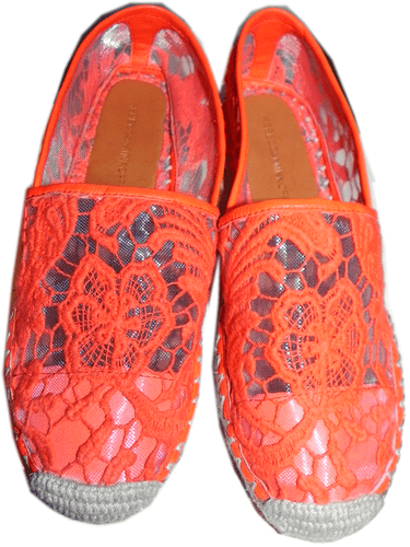 Rebecca Minkoff Red Genny Lace Espadrilles 8.5 Flat Shoes Macrame Ballet Spike - Foto 2 di 7