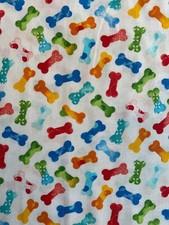BONES DOG BONE TREAT BRIGHT COLORS COTTON FABRIC FQ