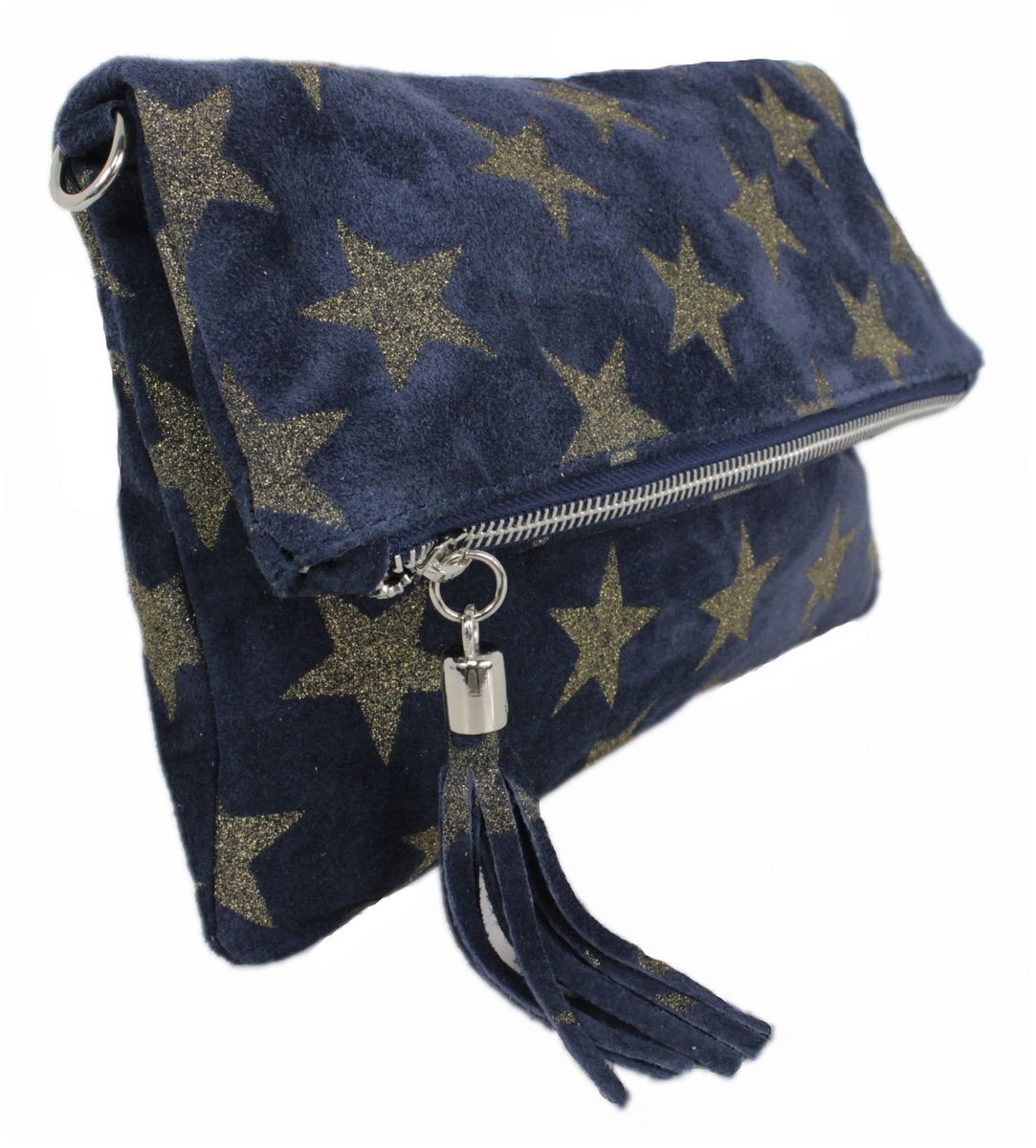 Bolso bandolera mujer cuero bolso gamuza pequeño bolso de hombro azul clutch