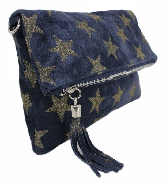 UmhäNgetasche Damen Leder Schultertasche Frauen Handtasche Wildleder Klein Blau-image