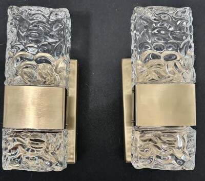 Hitoo Wall Sconce Light Set Of 2 For Parts Hardwired Wall Light Gold Ice Crystal