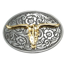 Cow Longhorn Belt Buckle Cowboy Native American Motorcyclist CW-18 