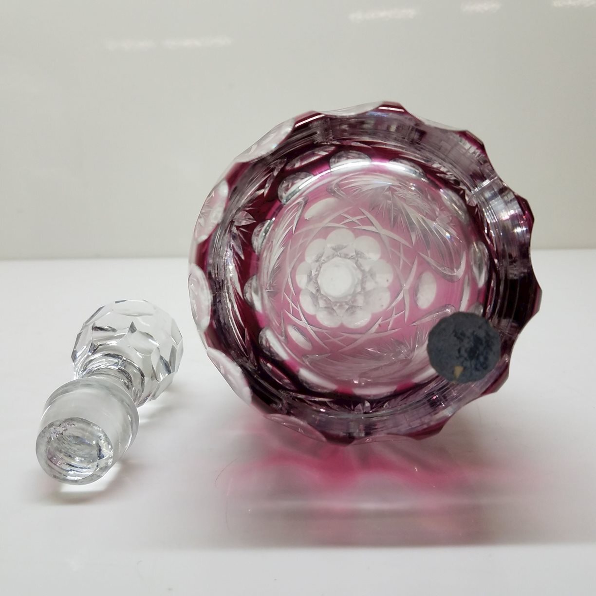 Beautiful Vintage Magenta Crystal Glass Decanter eBay