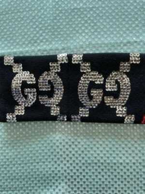 GUCCI Sequin Hair Band Bandana Headband Black GG Logo Red  display picture 1